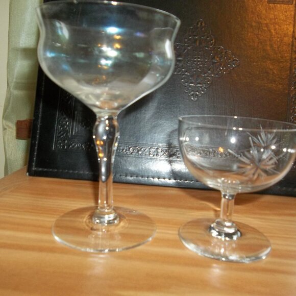2 small Vintage Stemmed Glasses, not a match but so pretty! - Picture 1 of 1